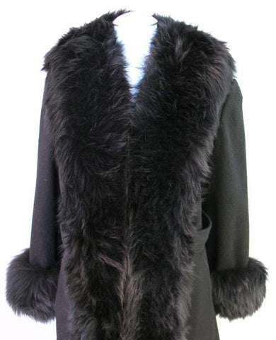 Copy of SOLD Vintage 60s Black Wool & Sheepskin Fur Coat Medium bust 40"