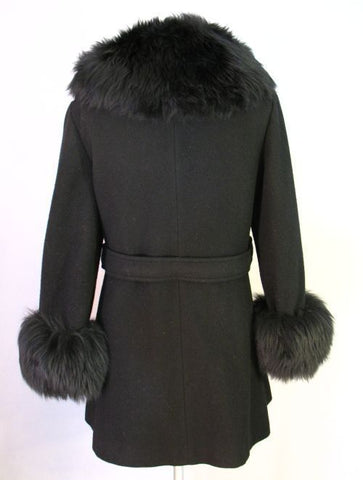 Copy of SOLD Vintage 60s Black Wool & Sheepskin Fur Coat Medium bust 40"