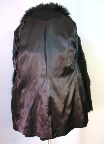 Copy of SOLD Vintage 60s Black Wool & Sheepskin Fur Coat Medium bust 40"